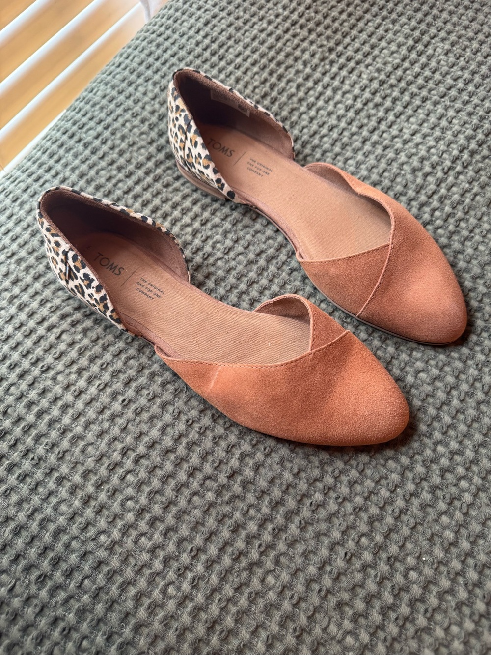 TOMS D'Orsay Flats in Rust with Leopard Heel